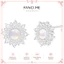 FANCIME "Lụa Trắng" Hoa Mặt Trời rực rỡ Ngọc Trai Bông Tai Bạc Sterling