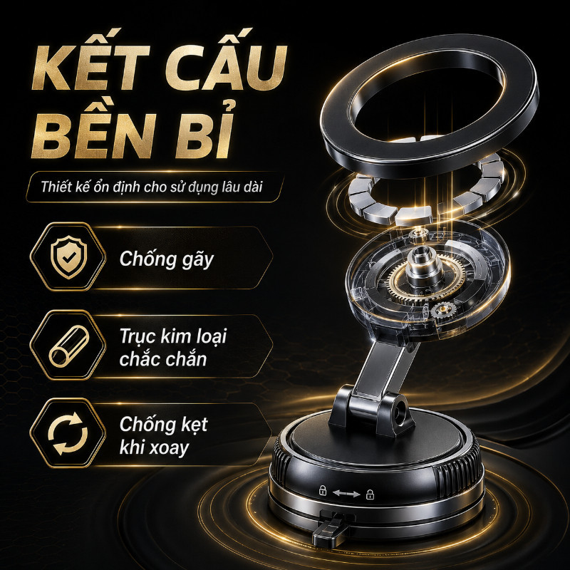 Giá Đỡ Điện Thoại - Từ Tính 360°, Chân Không Hút Mạnh, Gập 180° Tiết Kiệm Không Gian