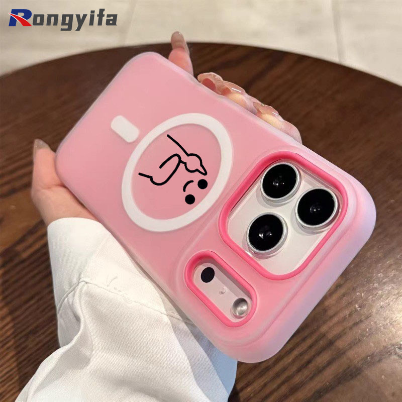 Ốp điện thoại biểu cảm sáng tạo ngộ nghĩnh cho iPhone 15 14 Plus 13 Pro Max 15ProMax 14ProMax Vỏ điện thoại từ tính 2 trong 1 hoạt hình dễ thương