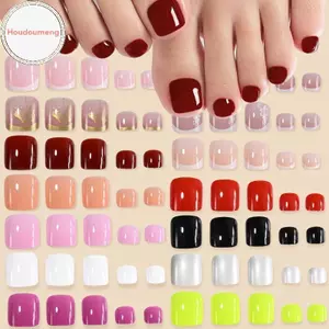 Hooudou 96 Chiếc 4 Lưới Ngắn Vuông Giả Đầu Móng Chân Full Cover Nhân Tạo Móng Chân Giả Acrylic Chân Móng Tay Nghệ Thuật Đầu Bấm Vào Ngón Chân Nối Dài Nhanh Có Thể Mặc VN