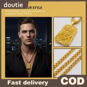 Doutie Mạ Vàng Guanyin Rồng Mặt Dây Chuyền Nelace Trang Sức Lý Tưởng Cho Nam Nữ Quà Tặng VN