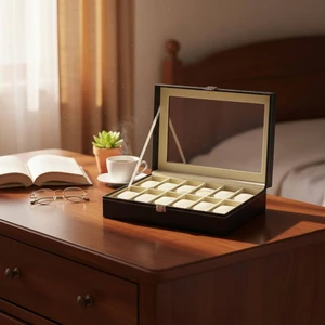 12 Khe Cắm Hộp Đồng Hồ Mềm Lót 12 Khe Cắm Đồng Hồ Sắp Xếp Bảo Quản Vật Phẩm Bảo Quản Hình Chữ Nhật Chống Bụi