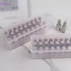 SAIA Sơn Móng Tay Hộp Bảo Quản, Nhựa Trong Suốt Sơn Móng Tay Bảo Quản, Hình Chữ Nhật Di Động Dung Tích Lớn Nail Art Organizer Kỹ Thuật Viên Móng Tay