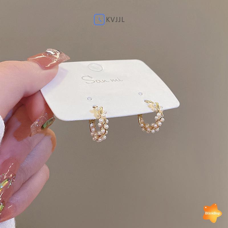 [KvJJL-t] 1 Đôi Bông Tai Ngọc Trai Vòng Tròn Tính Khí Đơn Giản Mới Thời Trang Bông Tai Đa Năng Nhỏ Trang Sức Nữ Mới