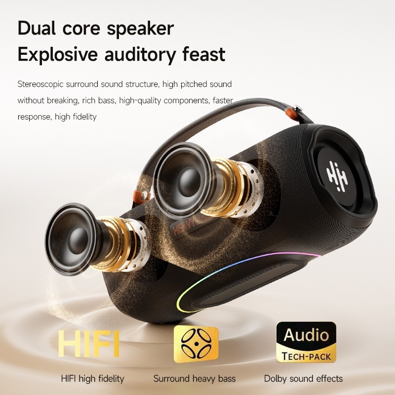 Loa Bluetooth Heavy Bass 10 Công Suất 30W Âm Bass Căng Pin Trâu LED RGB Nháy Theo Nhạc