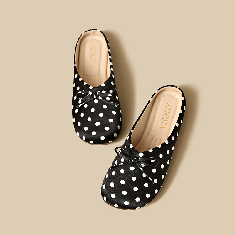 Atikota Nữ Vintage Dép Ngọt Nơ Thoải Mái Đế Mềm Mại Thông Thường Slip On Dành Cho Nữ Hàng Ngày Trong Nhà Ngoài Trời Thời Gian Mặc
