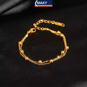 MAKY Vòng Tay Thép Titan Đơn Giản Bóng Vòng Tay Trang Sức Nữ Colorfast Vòng Tay Quà Tặng Sinh Nhật VN