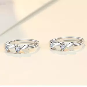 PNPIA- Hình Tình Yêu Giảm Cân Bạc Nguyên Chất Cubic Zirconia Trị Liệu Từ Tính Bông Tai Mỏng