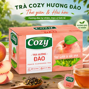 Trà Cozy Túi Lọc Hương Đào Peach Hộp 40g, Hương Đào Dịu Ngọt Trà Đen Đậm Vị, Thưởng Thức Mỗi Ngày