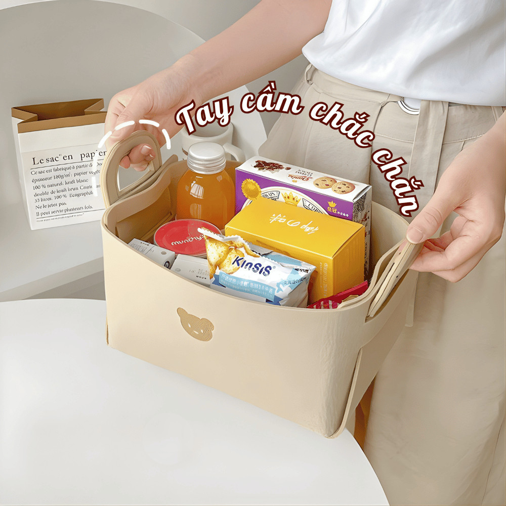 Giỏ Nỉ Đựng Đồ Gấp Gọn Đa Năng Hình Gấu HomeMate, Sọt Vải Đựng Quần Áo, Mỹ Phẩm, Đồ Chơi Decor Phòng Ngủ Dễ Thương