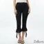 Quần Capri Chắc Chắn Nữ Sheer Lưới Chắp Vá Vạt Viền Eo Co Giãn Quần Crop Slim