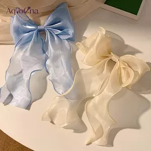 AqToCna Nơ Kẹp Tóc Bé Gái Màu Xanh Ngọt Ngào Sáng Satin Nơ Kẹp Tóc Ruy Băng Nơ Barrette Kẹp Tóc Kẹp Đuôi Ngựa Mũ AqToCna