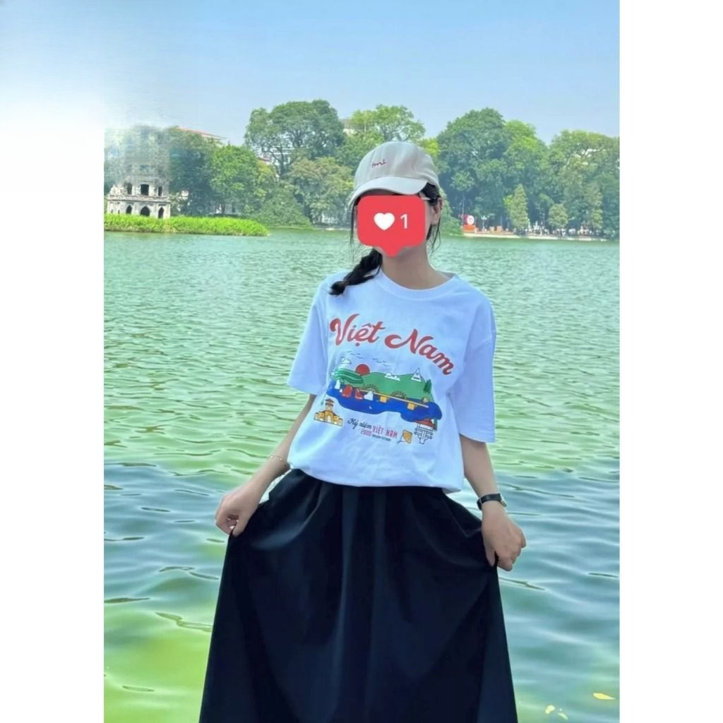 （Giao hàng 24h）Angela Áo Thun Huế Du Lịch Cotton Tay Lỡ Unisex, Áo Phông Việt Nam Nam Nữ, Mùa Hè,Form Rộng Oversize