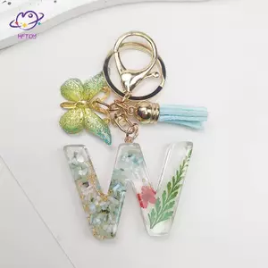 HFTOY A-Z Dreamy Sequin Chữ Cái Móc Khóa Dành Cho Nữ sel Bướm Mặt Dây Chuyền Ban Đầu Móc Khóa Ví Treo Túi Quyến Rũ Móc Chìa Khóa Ô Tô ~