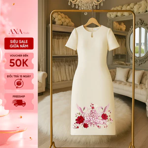 Đầm Thêu Hoa Trung Niên ANA Mode Chất Liệu Dệt Thoi Thanh Lịch Đi Tiệc Quà Tặng Mẹ DM25CHD12