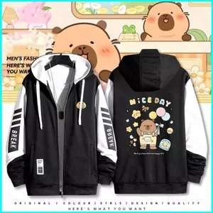 SY3 Capybara hoạt hình dễ thương LUCKY anime dây kéo Áo khoác Hoodie Unisex Top YS3
