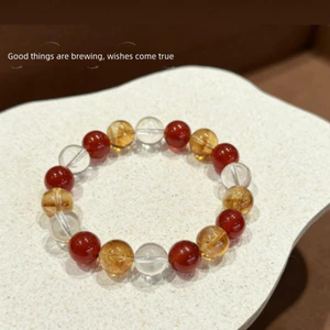 Ins phong cách bảo vệ ba vòng tay nhiều đá nữ thiết kế độc đáo thạch anh trong suốt citrine tháp vàng pha lê sang trọng mặc hàng ngày phụ kiện