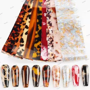 PYCOU Móng Tay, Da Báo In Hình Bầu Trời Đầy Sao Dán Móng Tay, Họa Tiết Sọc Thời Trang Hiệu Ứng Sequin Móng Tay Nghệ Thuật Dán Trang Trí Móng Tay