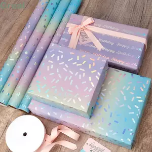Giấy đóng gói TUYỆT VỜI, Giấy gói quà đầy màu sắc hình ngôi sao lấp lánh, Phụ kiện sáng tạo Chúc mừng sinh nhật Giấy gói DIY Quà tặng sinh nhật