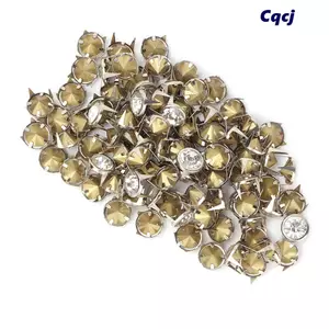 CQCJ 100 Chiếc Đinh Tán Pha Lê, Thiết Kế 4 Móng Vuốt Pha Lê Kim Loại Trang Trí, Thời Trang Kích Thước 10 Mm DIY Da Thủ Công Đinh Da Trang Trí Thủ Công