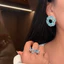 Bông tai hoa thanh lịch dài sang trọng tua rua Hàn Quốc Zircon
