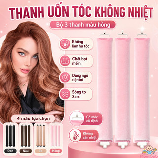 Thanh uốn tóc không nhiệt – Chất bọt mềm – Không hư tóc, dùng ngủ tiện lợi – Sóng to 3cm, có móc cố định