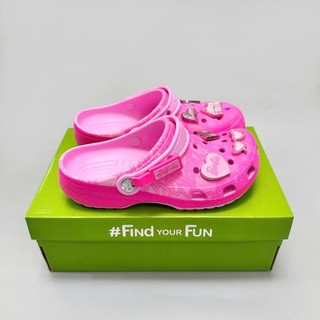 Dép sục nhựa đúc màu hồng cho nữ dễ thương, sục barbie tặng kèm sticker trang trí