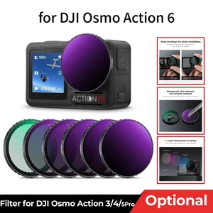 Bộ lọc cho DJI Osmo Action 5Pro / Action 3 / 4 Action 6 CPL ND 8 16 32 64 Bộ lọc từ tính khuếch tán mềm màu đen UV