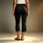 MAPLEPOET-Nữ Slim Fit Capri Quần cạp cao bên xẻ viền mềm mại co giãn cho thường ngày