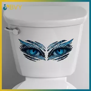 BVY Glow-In-The-Dark Toilet Stiers Ice Blue Dragon Eye Design Decal Dán Tường Tự Dính Có Thể Tháo Rời PVC Trang Trí Phòng Tắm Dạ Quang.