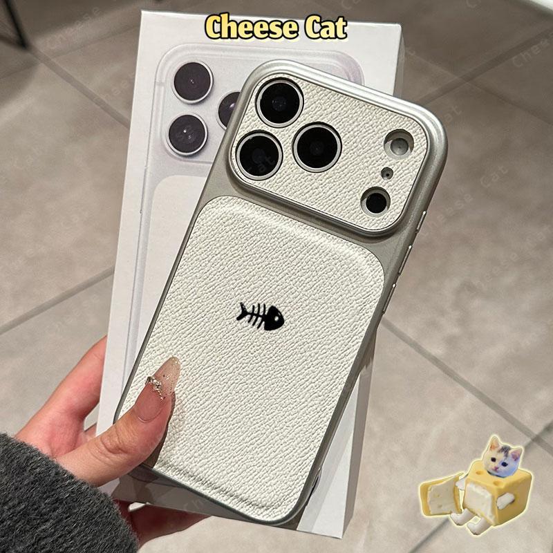 Đổi thành 17 Pro Max Ốp điện thoại da cá mèo đơn giản cho iPhone 13 14 15 16 12 11 17 Pro Max Xs XR