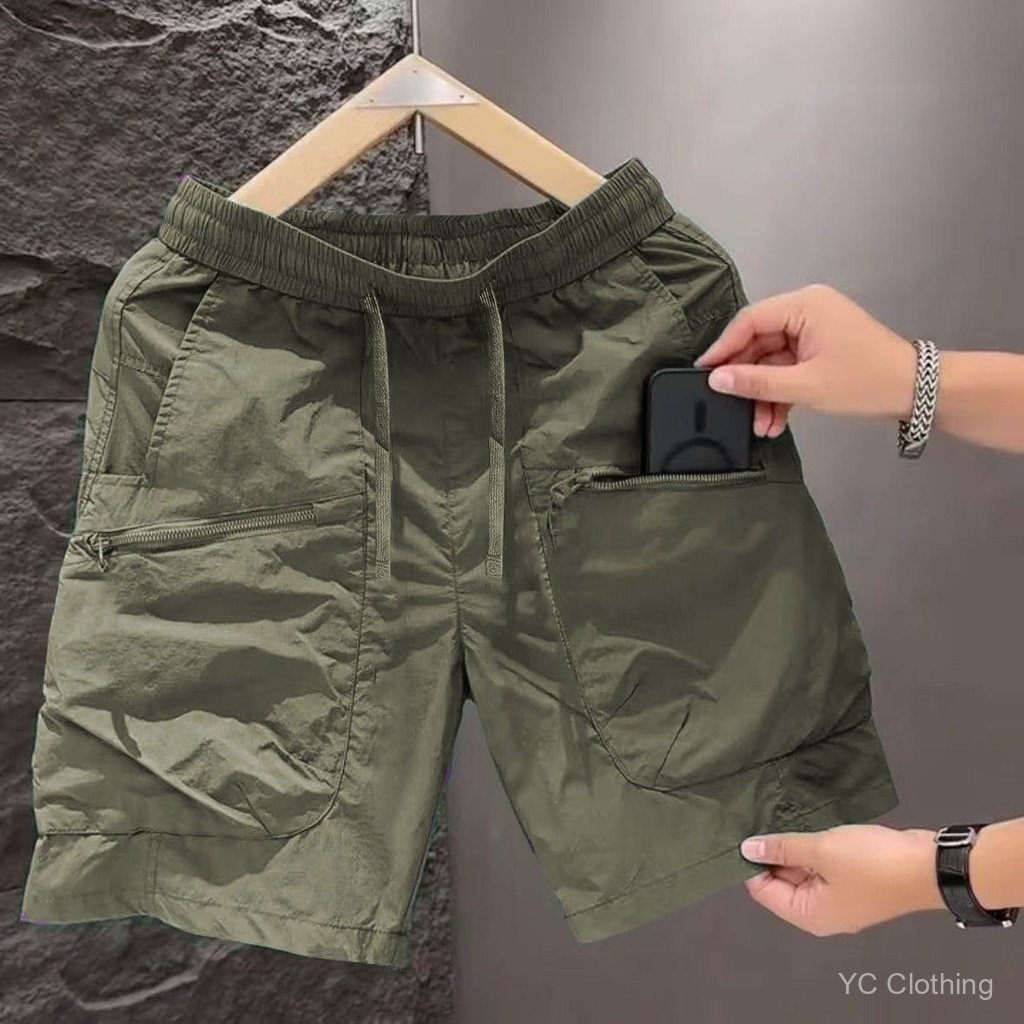 Quần short bảo hộ lao động bằng lụa băng phong cách Nhật Bản, dáng rộng và sành điệu, hợp thời trang trên Instagram, quần short thể thao mùa hè thoáng khí thông thường đa năng XQEB