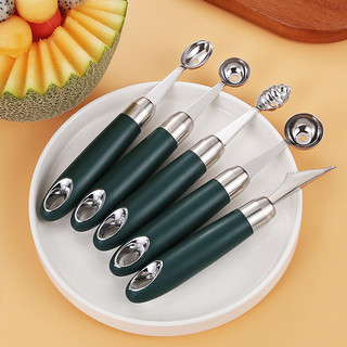 Thép không gỉ 304 Quả Bóng Đào Cắt Dưa Hấu Dụng Cụ Tiện Dụng Đào Kem Thìa Trái Cây Chia Khắc Bóng Thìa