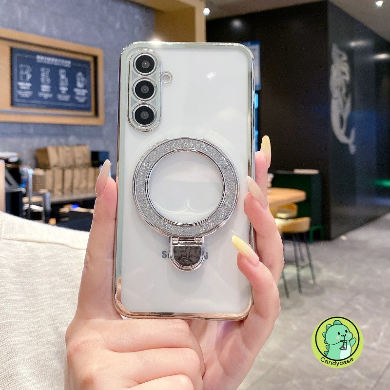 Ốp Điện Thoại Có Chân Đế Lấp Lánh Cho Xiaomi 17 Pro Max 15 15T 15S 14 14T 13 13T 12 Lite 12T 12S 12X Ultra Pro 5G 4G Vỏ Bạc Mạ Điện Vỏ Mềm Trong Suốt Dễ Thương