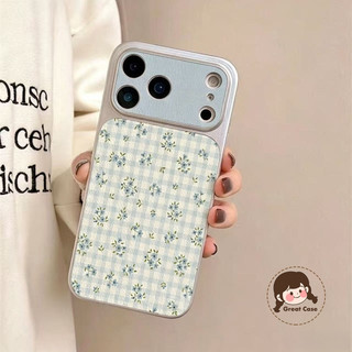 Ốp Điện Thoại Lưới Hoa Xanh Cho Redmi Note 15 14 13 12 12S Turbo 11 SE 11S 11T 10 9 Pro Max Lite 10S 9S 8 Pro Plus 5G 4G Ốp Lưng Da PU Dễ Thương Vỏ Mềm Chống Sốc