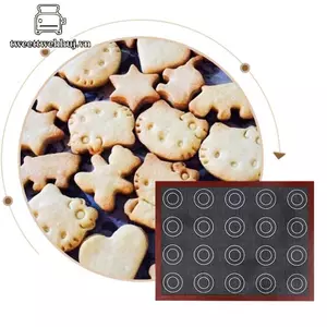 Thảm nướng bánh silicon đục lỗ Nhíphuj Chống chịu nhiệt 40x30 Macaron Pastry Pad VN