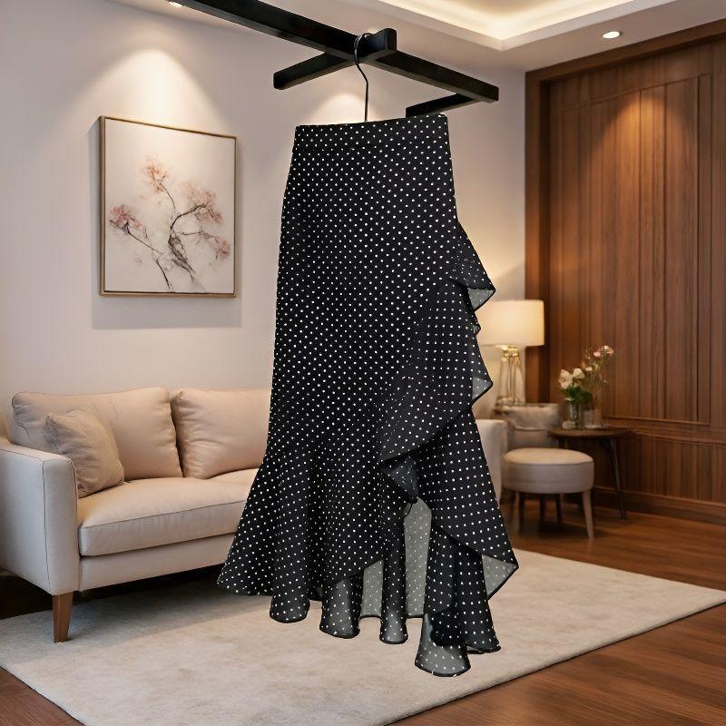 [Hàng mới về] Váy chấm bi màu đen dành cho nữ Thiết kế thích hợp Cảm giác mỏng hơn Nhìn đẹp trai Thiết kế khâu gạc cao cấp Cảm giác