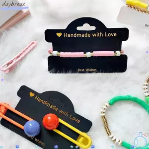 DAYBREAK Màn hình vòng tay 100 chiếc, Thẻ trang sức thủ công DIY, Gói để bán dây buộc tóc Thẻ trang sức tình yêu Bao bì vòng tay cho doanh nghiệp nhỏ