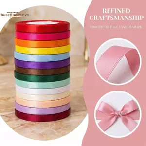 TRTR Satin Ruy Băng 1cm Rộng 25 Sân Cuộn Để Gói Quà DIY Thủ Công Bó Hoa Cưới Trang Trí Đa Năng Và Bền Đẹp VN