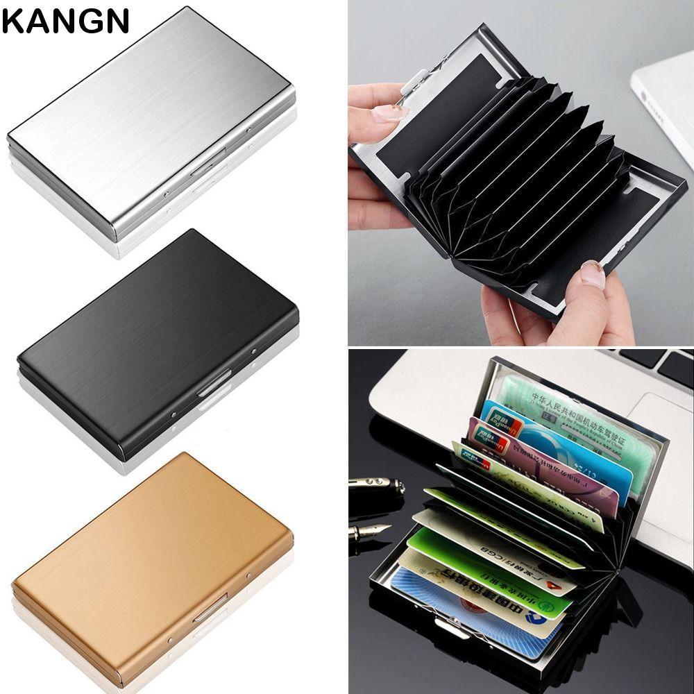 Hộp đựng thẻ tín dụng KANGN, Hộp đựng thẻ ID mỏng chống RFID, Thời trang không gỉ 6 / 10 khe Ví ngắn du lịch