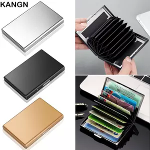 Hộp đựng thẻ tín dụng KANGN, Hộp đựng thẻ ID mỏng chống RFID, Thời trang không gỉ 6 / 10 khe Ví ngắn du lịch