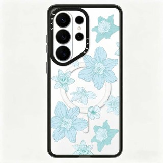 Ốp lưng Phone Case For cứng hình hoa xanh Acrylic màu hồng từ tính cho Samsung Galaxy S26 25 24 23 22 UItra S26 25 24 Plus Vỏ bảo vệ chống sốc