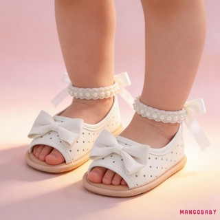 MG-Baby Girls Xăng đan Công Chúa Mùa Hè Thanh Lịch Satin Nơ Và Ngọc Trai Trang Trí Giày Có Hỗ Trợ Đóng Lưng