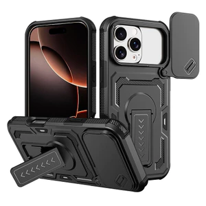Dành Cho iPhone 16 Pro Max 16e 17e 17 Không Khí Chống Sốc Giáp Chắc Chắn Ốp Lưng Trượt Camera Bảo Vệ Đẩy Kéo Chân Đế Bao