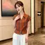 Áo sơ mi ngắn tay kẻ sọc thời trang cổ điển dành cho nữ mùa hè Phong cách mới hẹp dáng ôm hơn có ve áo phù hợp cho mọi trận đấu Tây nhỏ