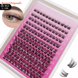 Bộ lông mi giả FAVORITEGOODS, Lông mi giả hình Anime tự nhiên 8-18mm, Hiệu ứng chồn nhẹ Dung tích lớn Lông mi mềm Cụm lông mi DIY Trang điểm lông mi