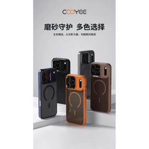 Ốp Lưng COOYEE Viền Cao Su Vành Cam Kim Loại Cho IP 17 Pro / 17 Pro Max - Mặt Lưng Da, Sạc Từ Tính MagSafe