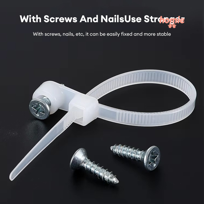 ✨Homie✨100 dây thít dây rút lạt nhựa màu trắng, Nylon tự khóa dây buộc cáp lỗ tròn, đen có đầu bắt vít các cỡ 15cm