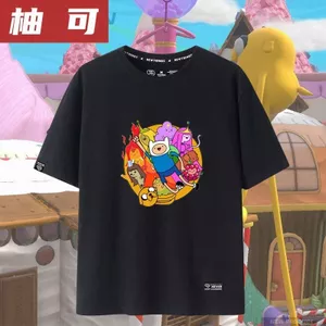 AdventureTime Phiêu Lưu Thời Gian Cho Bé AdventureTime Laopi Po Hàng Hóa Cotton Nguyên Chất Cổ Tròn Tay Ngắn Nửa Tay Áo Thun
