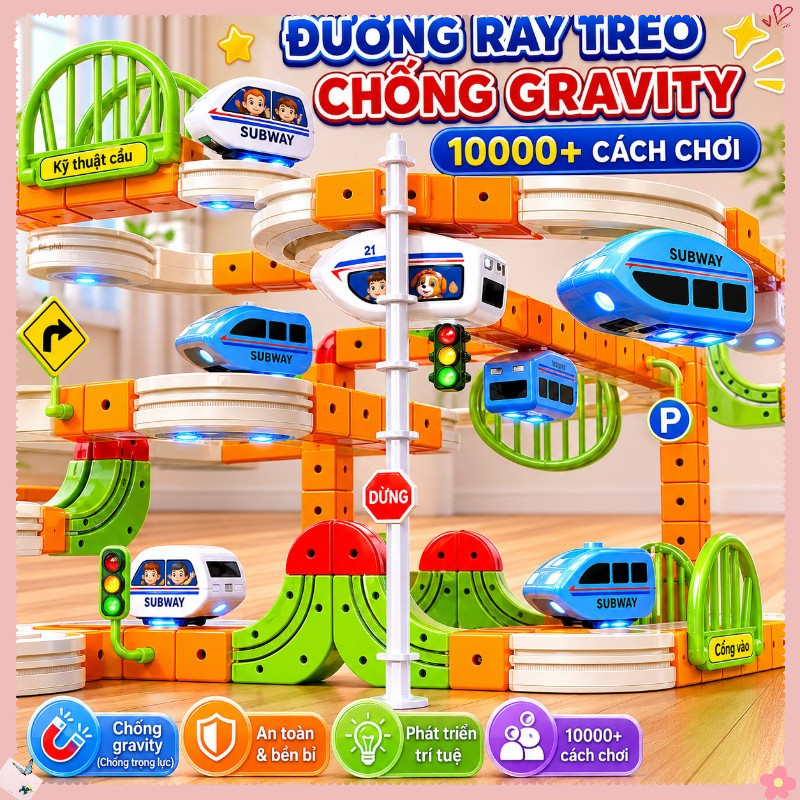 Đồ Chơi đường Ray Xe Lửa Từ Tính – Bộ 91/127 Mảnh, Xe Lửa điện Tự Lắp Ráp, Cube Track Phát Triển Trí Tuệ Cho Bé